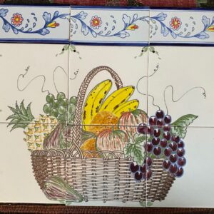 Vintage Hand-Painted Delft Tile Panel – Fruit Basket