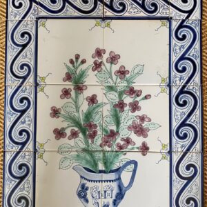 Vintage Hand-Painted Delft Tile Panel – Floral Jug